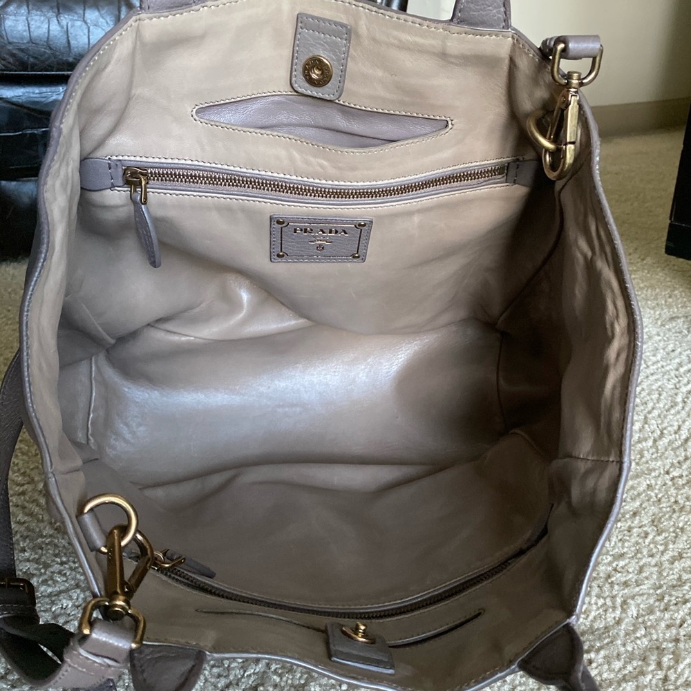 Prada Gray Large Tote Shopper Crossbody Bag Purse - Picture 6 of 16